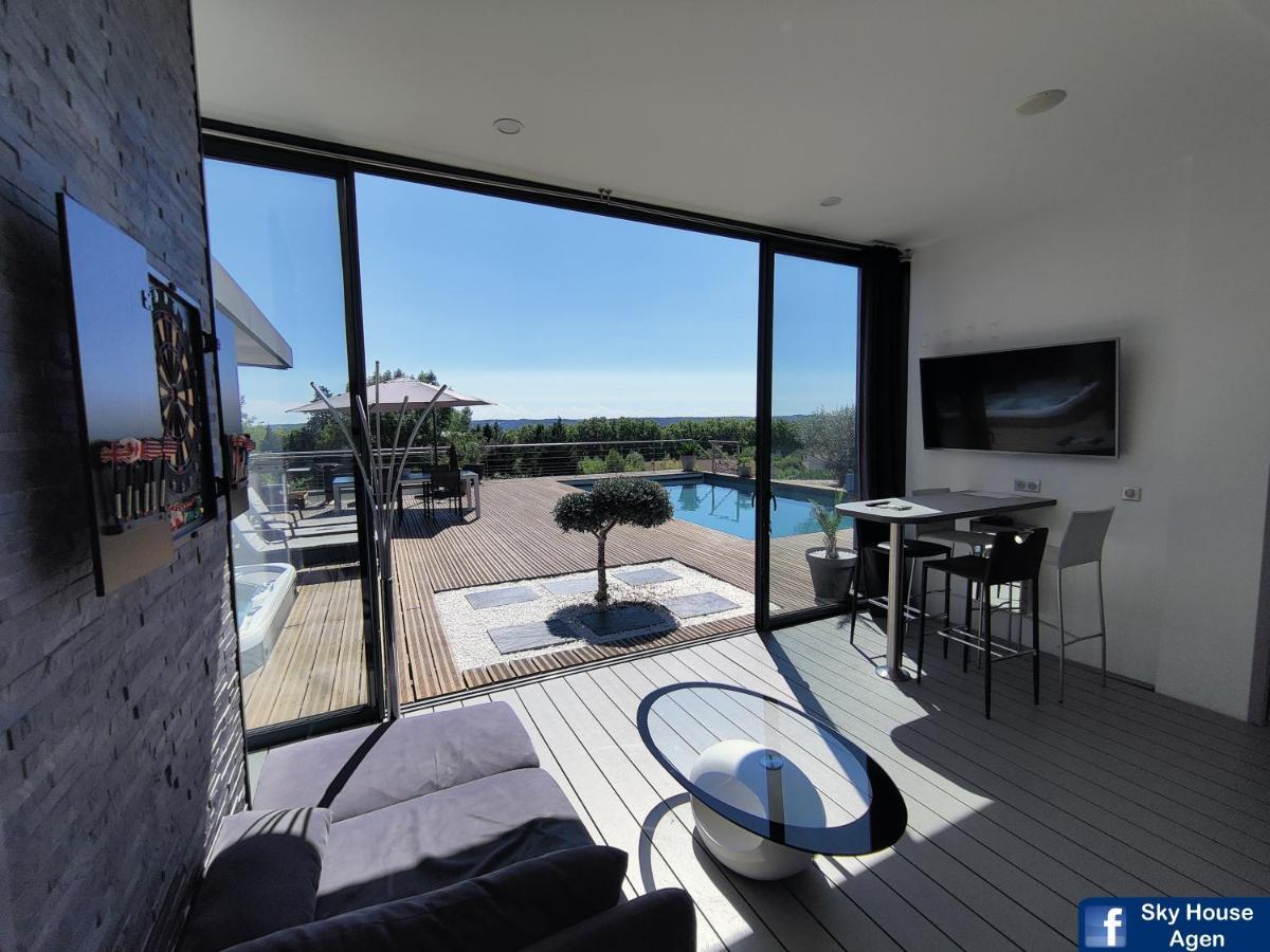 Piscine Chauffee Et Spa Jacuzzi Privatif Terrasse Sans Vis A Vis ,,,Sky House Agen,,, Exterior photo